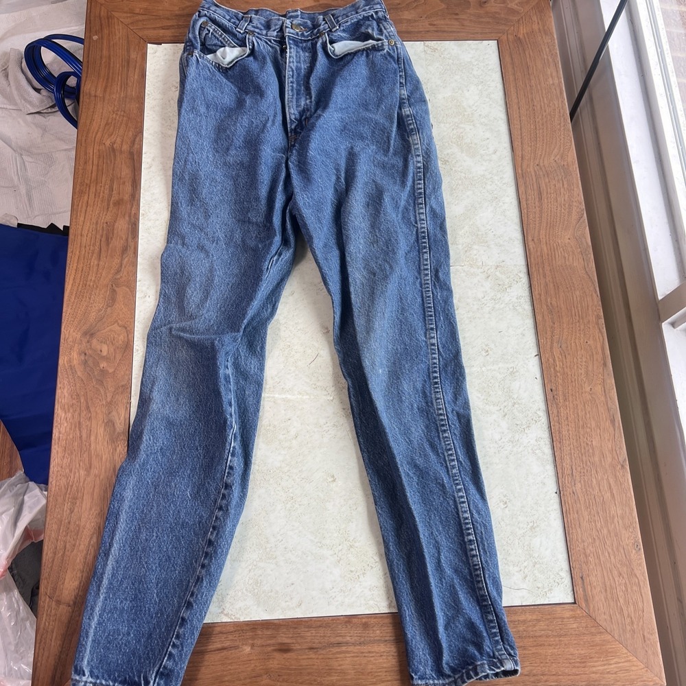 Vintage Chic High Rise Blue Jeans Women's Straight Leg USA Made size 7 Tall